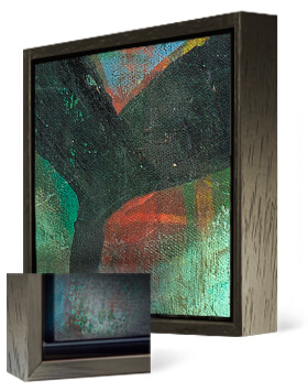 Espresso wooden Silhouette float frames for Giclee fine art canvas and framed artwork